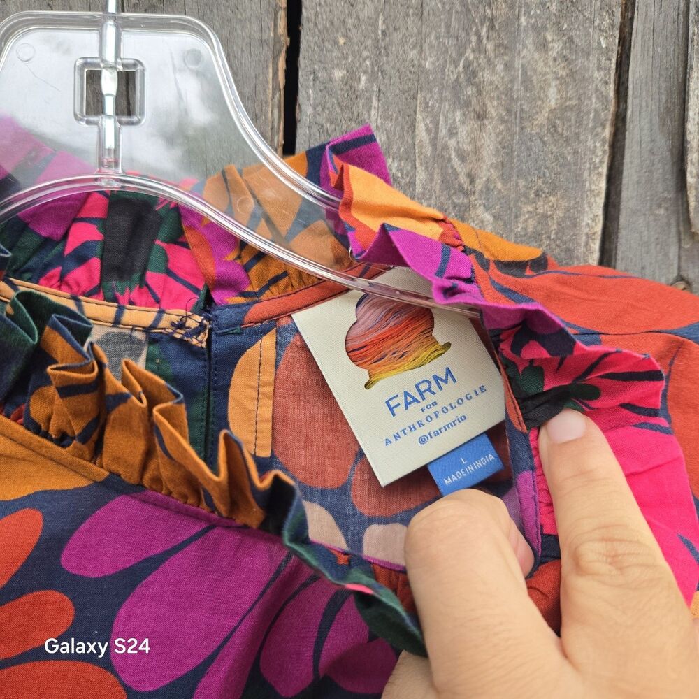 Farm Rio X Anthropologie Tiered Blouse SizeLarge - Picture 7 of 11